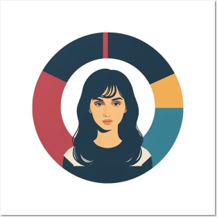 Angry Woman Glaring Forward with a circular colorful background Posters and Art